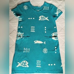 LIKE NEW.!!!!....Girls M.MAC Aqua Rock Fish 100% Cotton Dress  Size L (10-12)